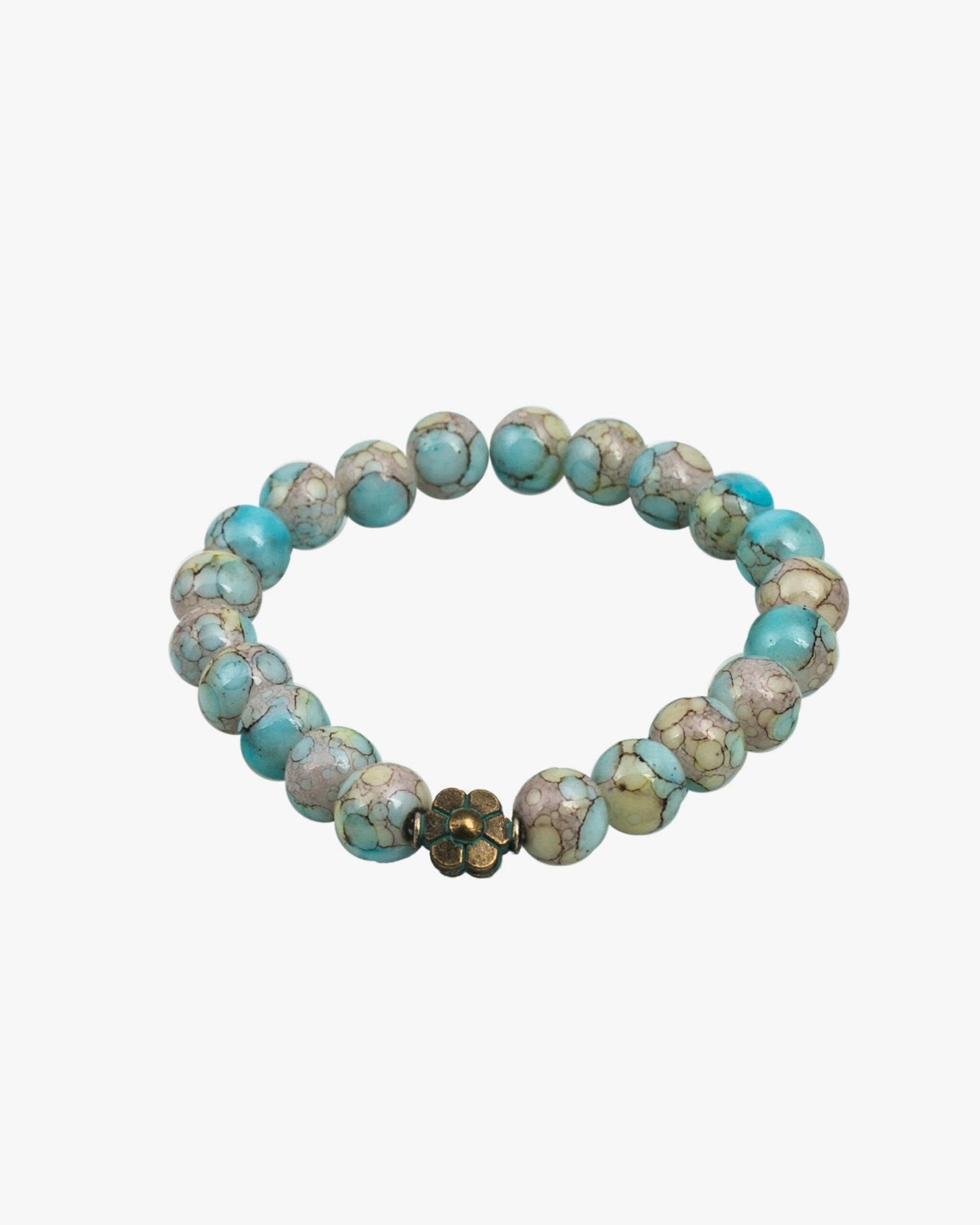 دستبند کشی مرواریدی چند رنگ مهره گل - مایل