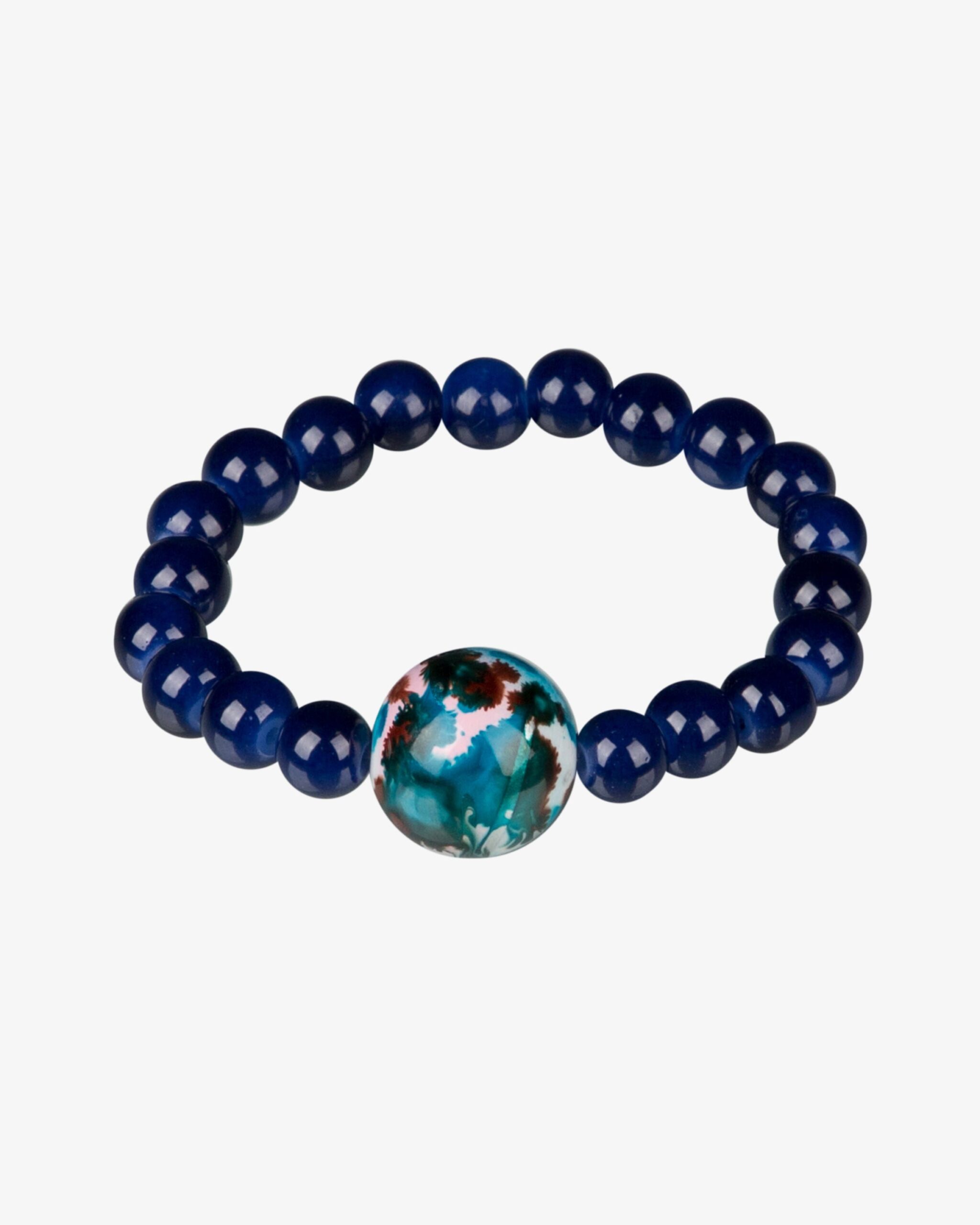 دستبند کشی مرواریدی سرمهای توپدار - مایل