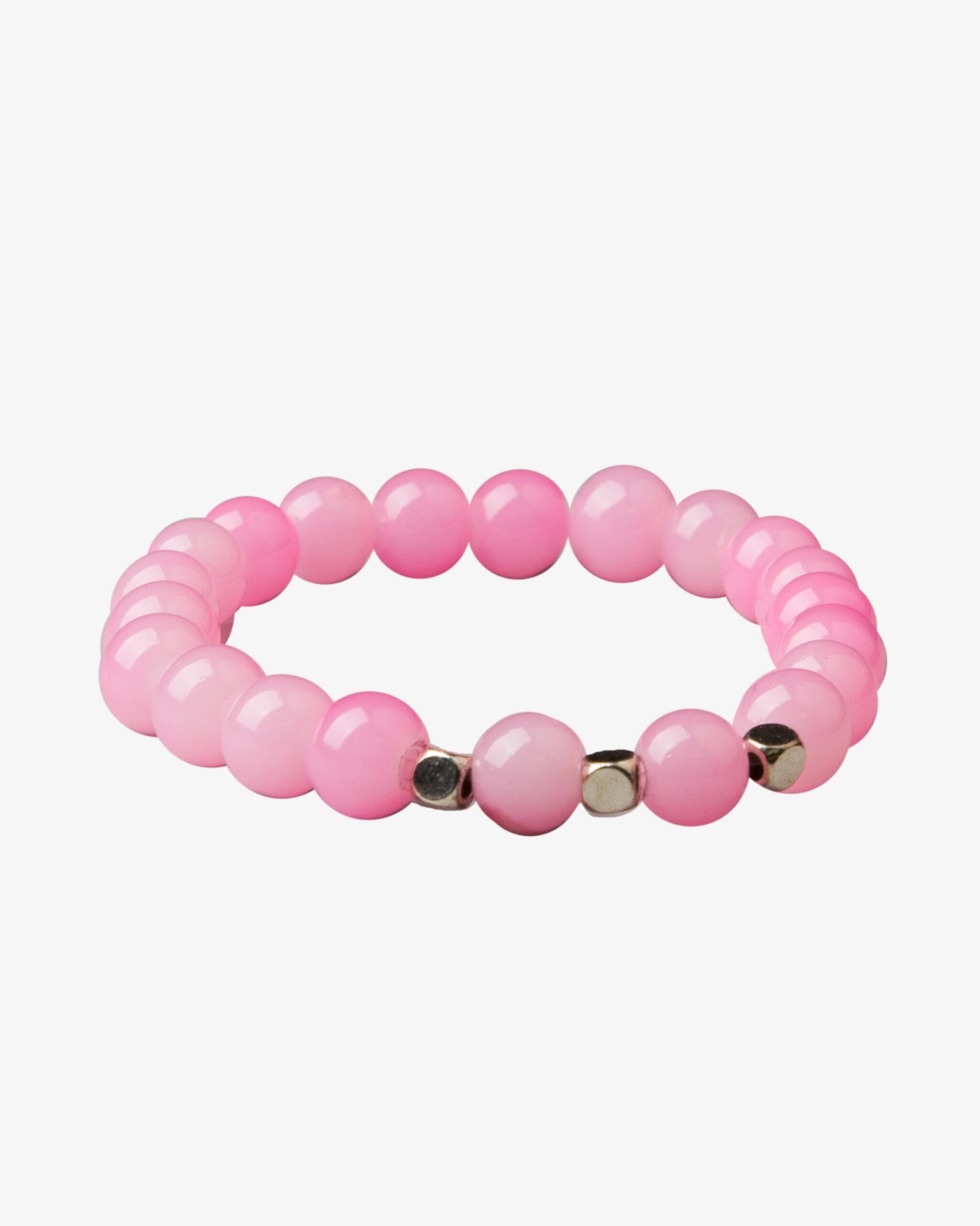 دستبند کشی مرواریدی صورتی سه مهره - مایل