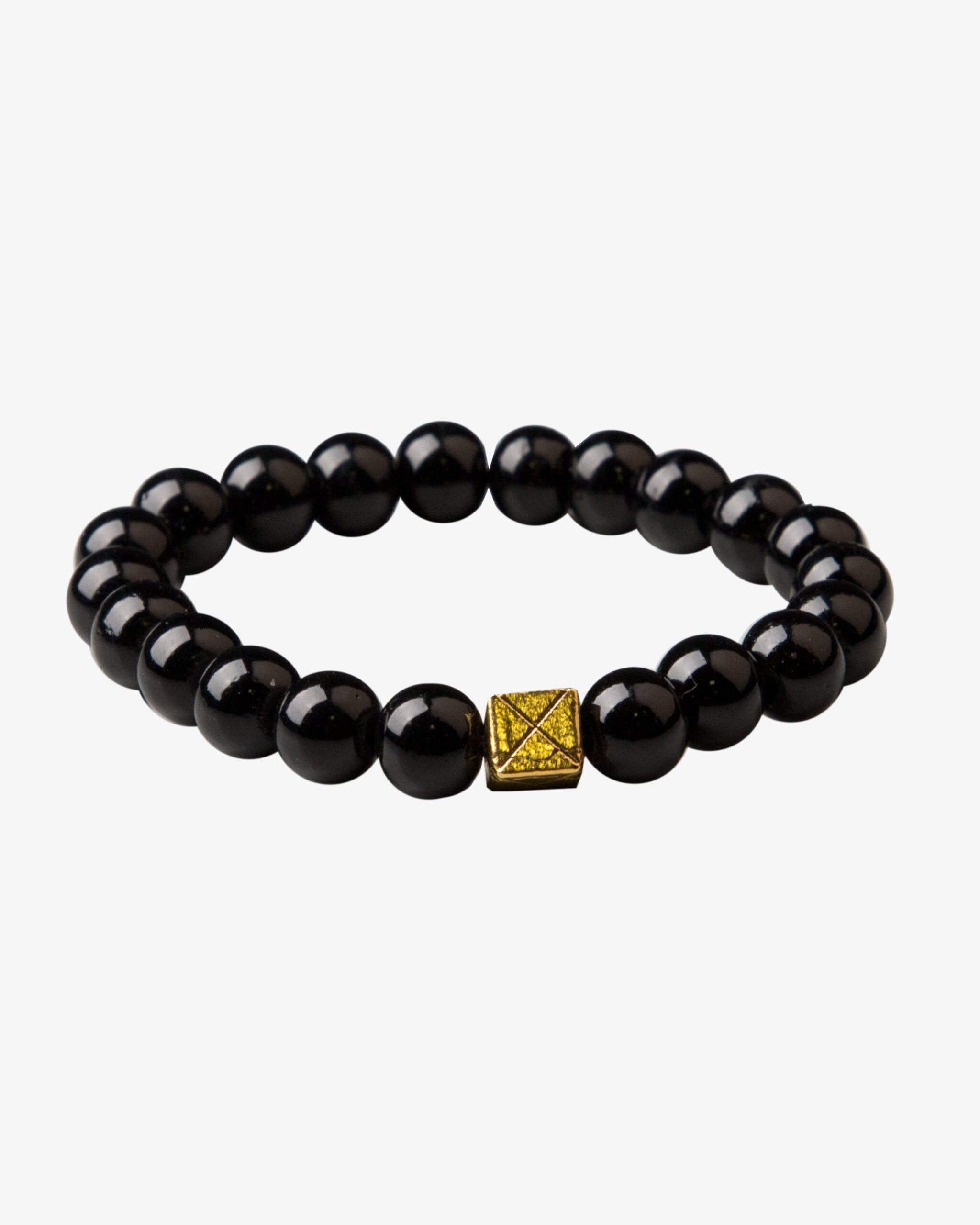 دستبند کشی مرواریدی مشکی مکعبی - مایل