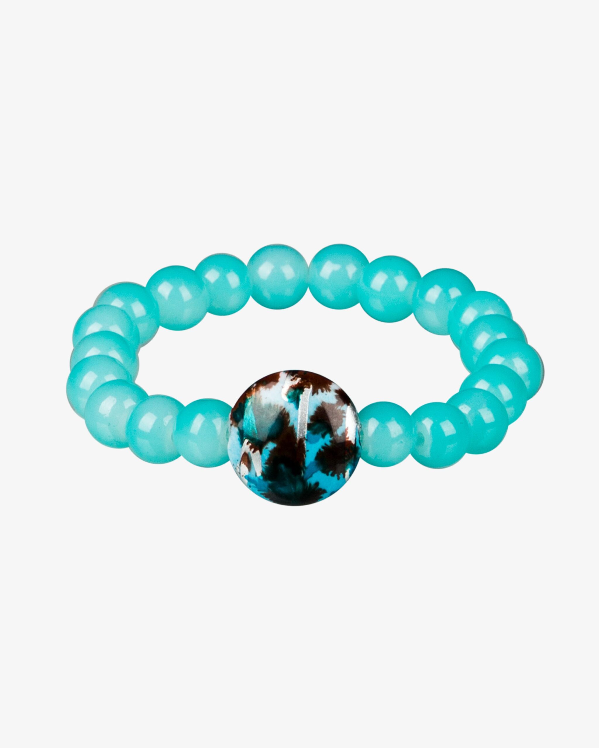 دستبند کشی مرواریدی فیروزهای توپدار - مایل