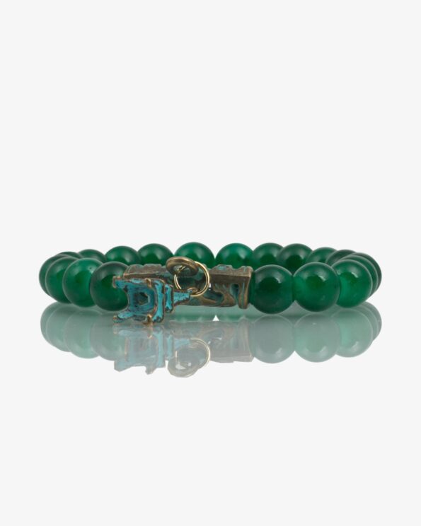 دستبند کشی مرواریدی سبز تیره برج ایفل - روبه‌رو