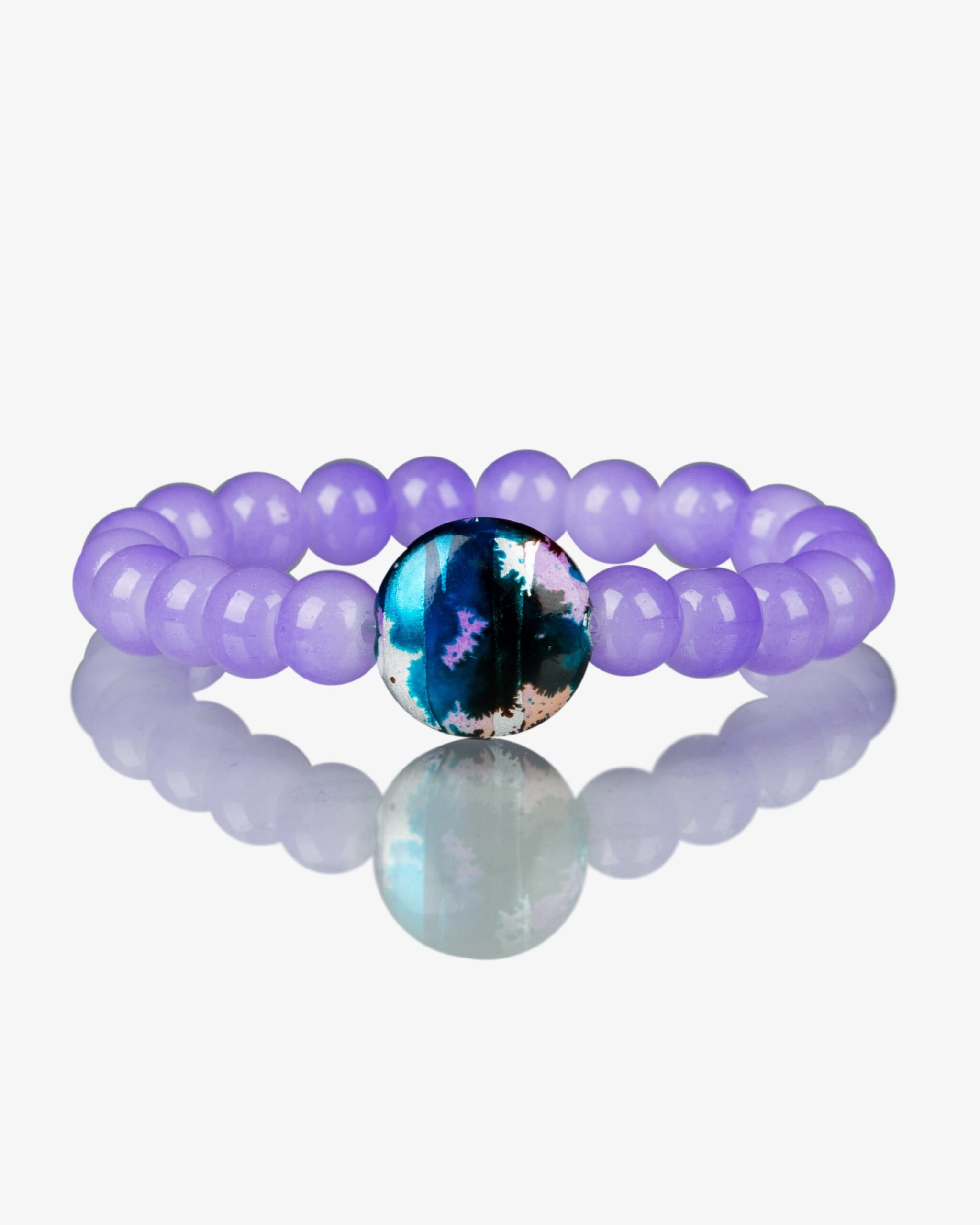 دستبند کشی مرواریدی بنفش یاسی - روبه‌رو