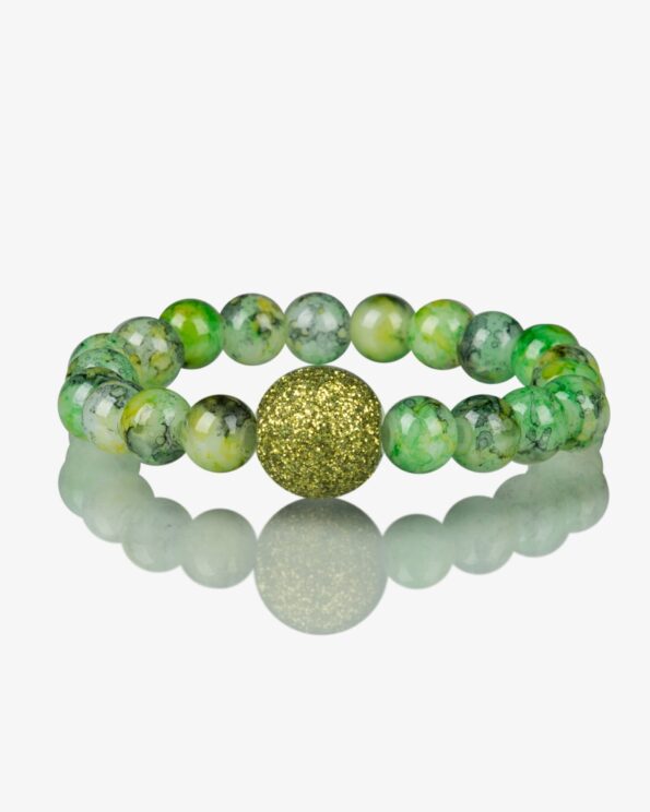 دستبند کشی مرواریدی ابرو بادی سبز روشن - روبه‌رو