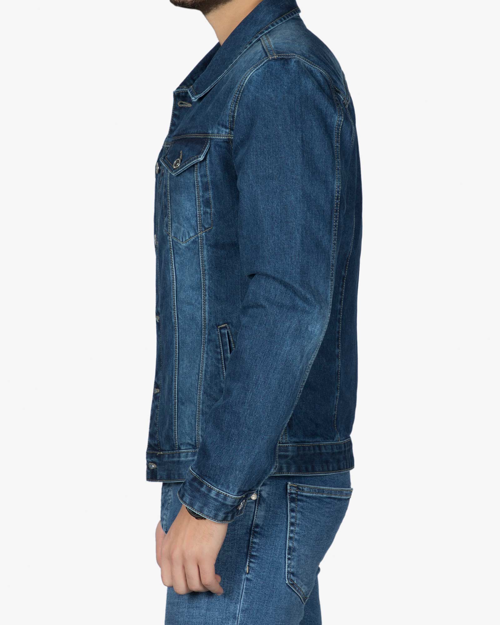 کت جین اسپرت مردانه سرمه ای - سرمه ای - بغل