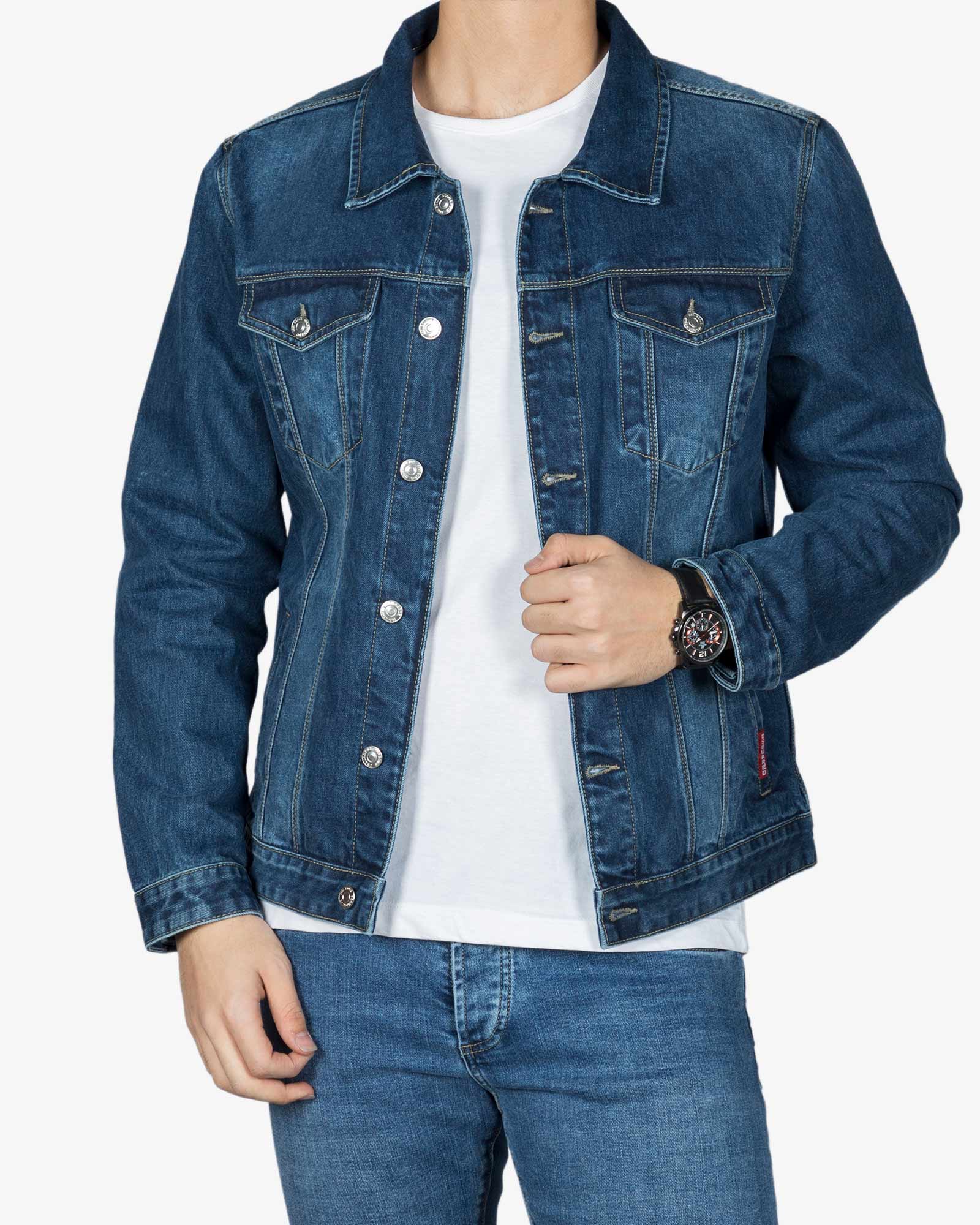 کت جین اسپرت مردانه سرمه ای - سرمه ای - رو به رو باز