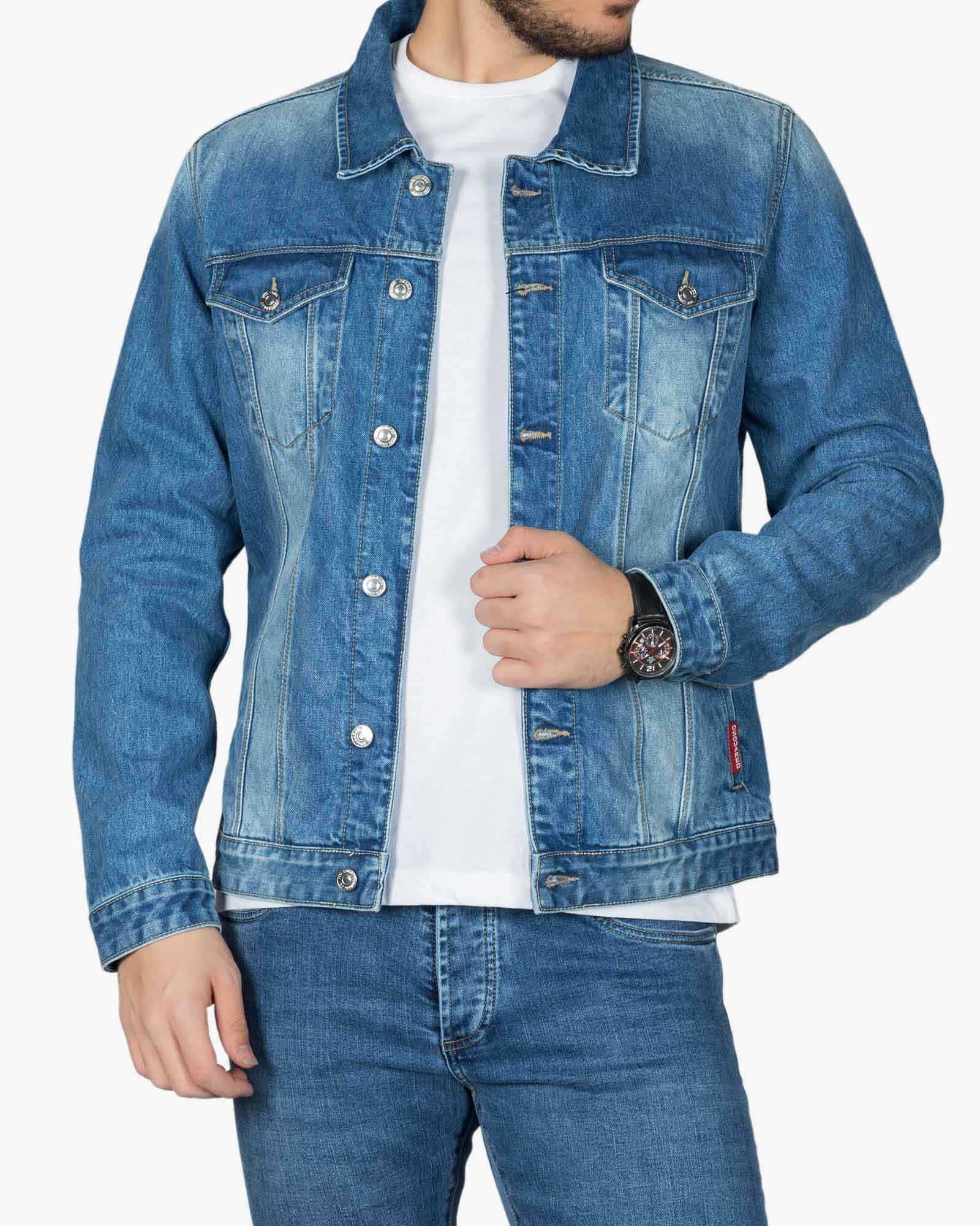 کت جین مردانه آستین بلند آبی تیره - آبی تیره - جلو