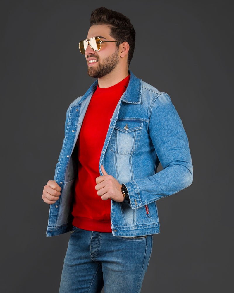 کت جین مردانه آستین بلند آبی تیره - آبی تیره - محیطی