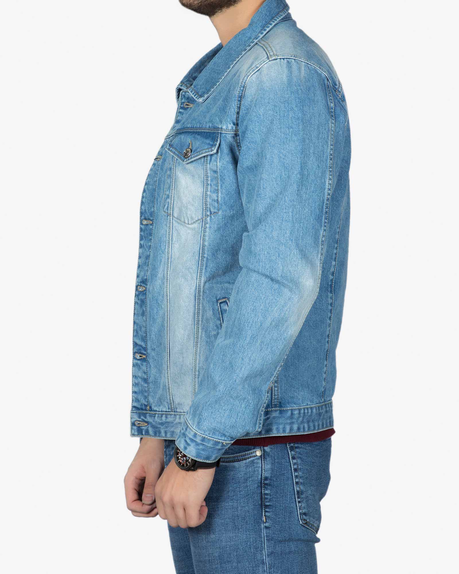 کت جین مردانه آستین بلند اسپرت - آبی - بغل