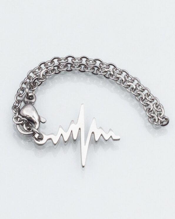 آویز ساعت طرح ضربان قلب - نقره ای - آویز استیل