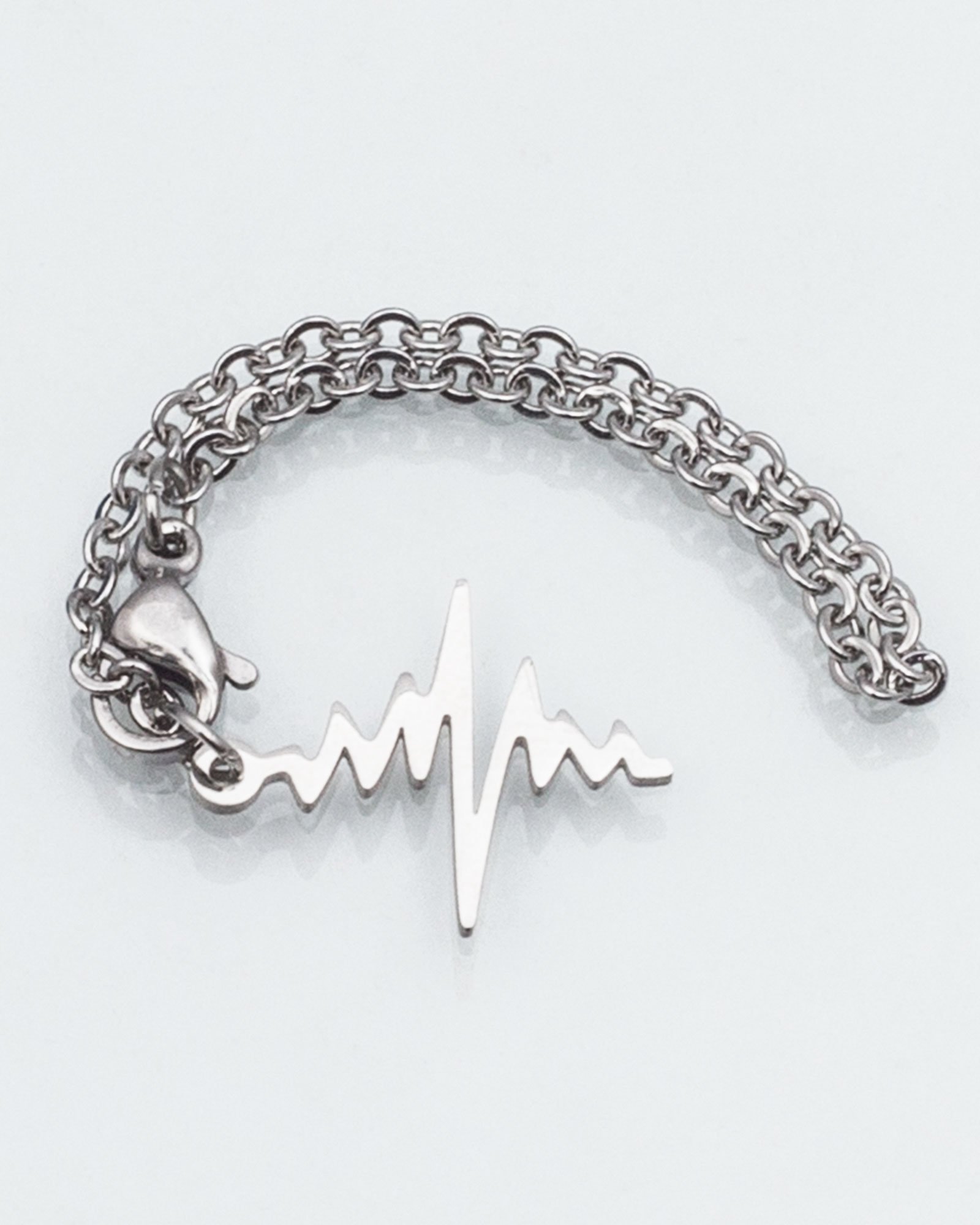 آویز ساعت طرح ضربان قلب - نقره ای - آویز استیل