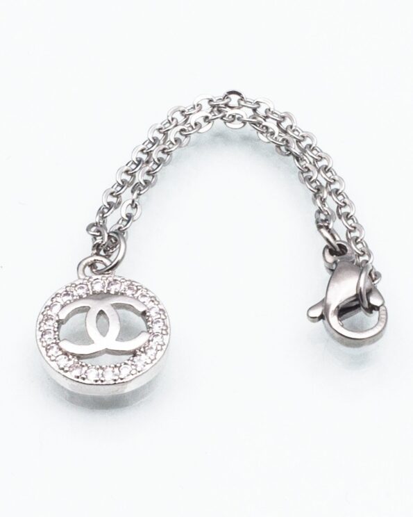 آویز ساعت نگین دار طرح شنل - نقره ای - آویز ساعت استیل