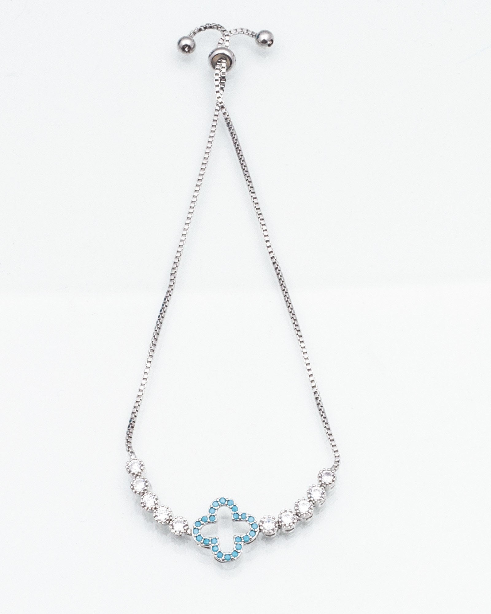 دستبند استیل نگین دار - نقره ای - دستبند زنانه