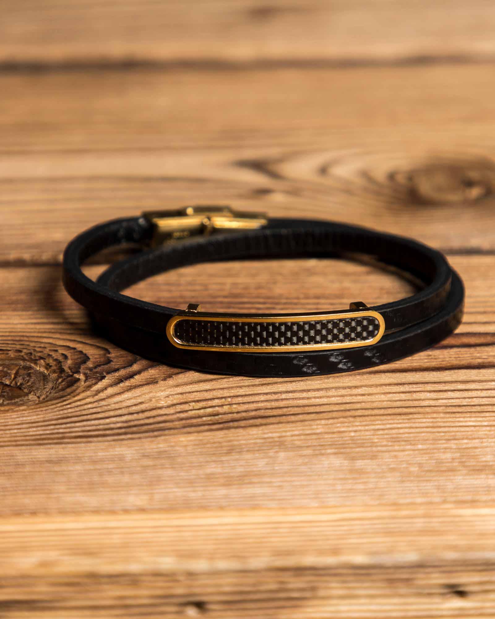 دستبند اسپرت مشکی دو ردیفه - مشکی - رو به رو