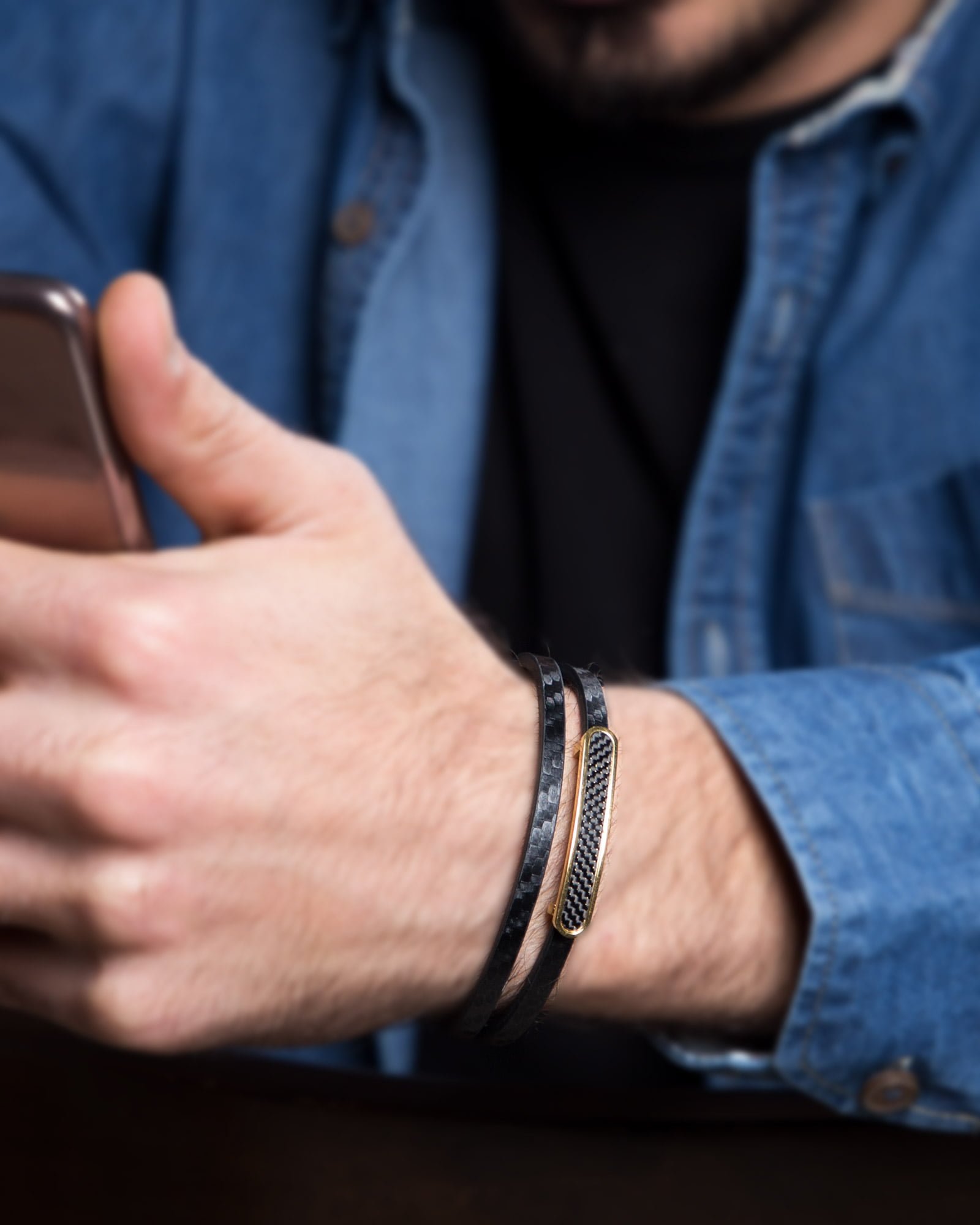 دستبند اسپرت مشکی دو ردیفه - مشکی - محیطی