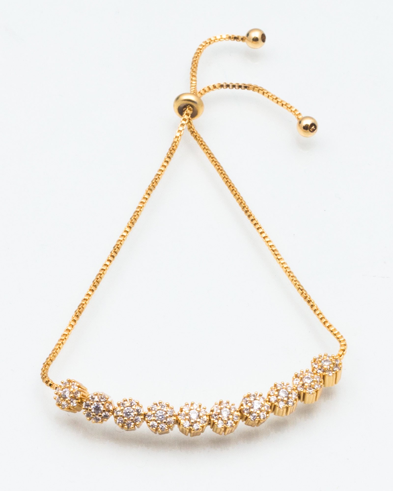 دستبند زنجیری طلایی نگین دار - طلایی - دستبند زنانه