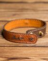 دستبند مردانه چرم - قهوه ای - پشت