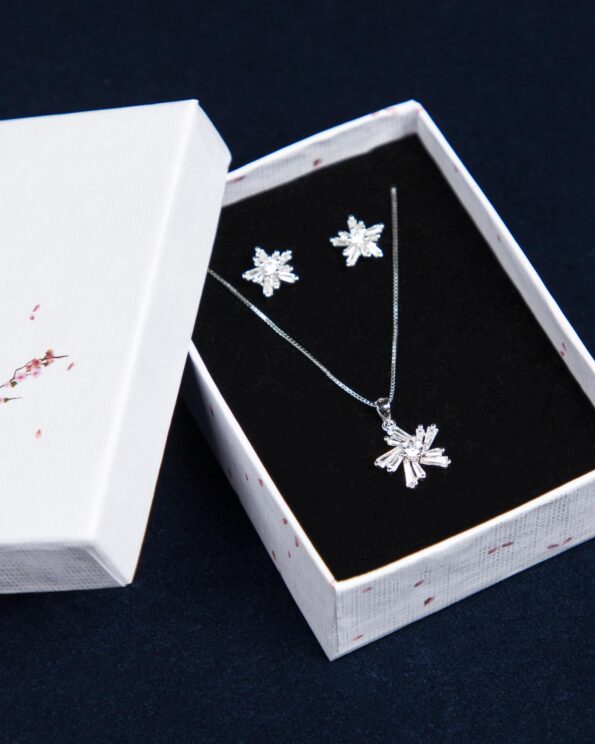 نیم ست طرح ستاره نقره - نقره ای - کادو باز