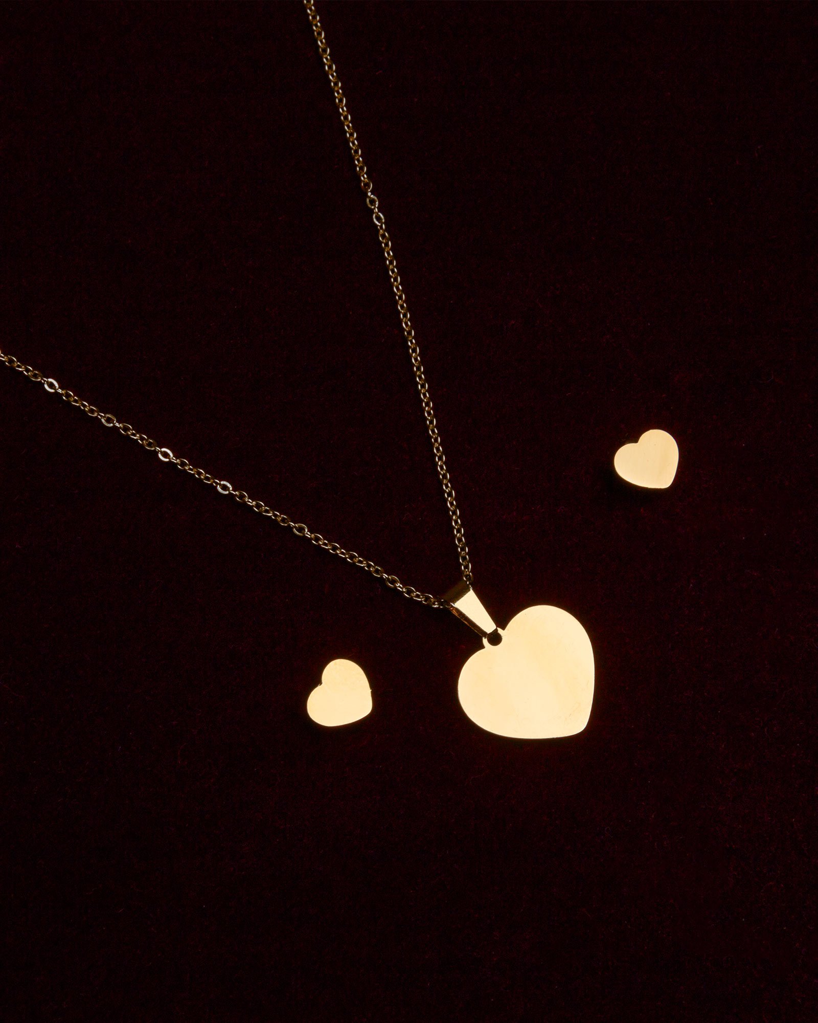 نیم ست طرح قلب طلایی - طلایی - بالا