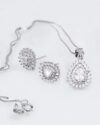نیم ست مدل اشکی نقره نگین دار - نقره ای - گوشواره و گردنبند نقره