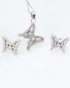 نیم ست مدل پروانه نقره - نقره ای - گردنبند و گوشواره نقره