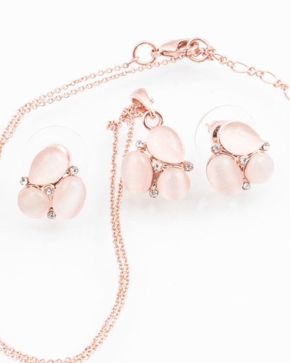 نیم ست گردنبند گوشواره اشکی - هلویی سیر - نیم ست گردنبند گوشواره زنانه