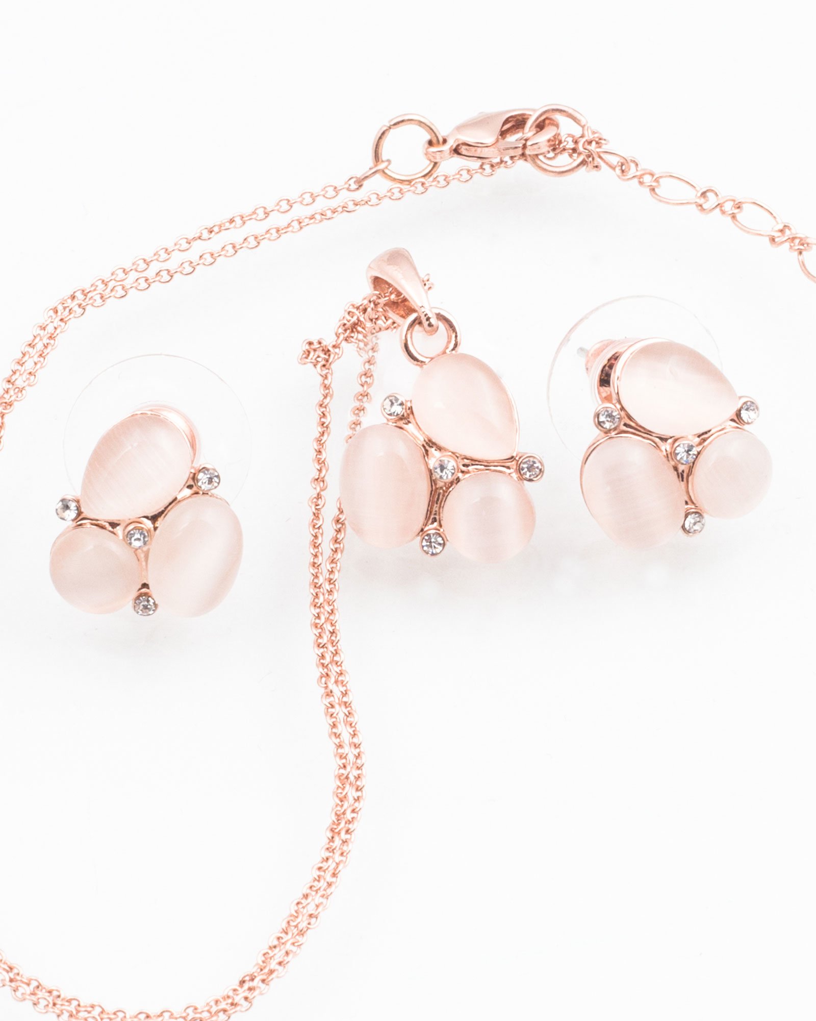 نیم ست گردنبند گوشواره اشکی - هلویی سیر - نیم ست گردنبند گوشواره زنانه