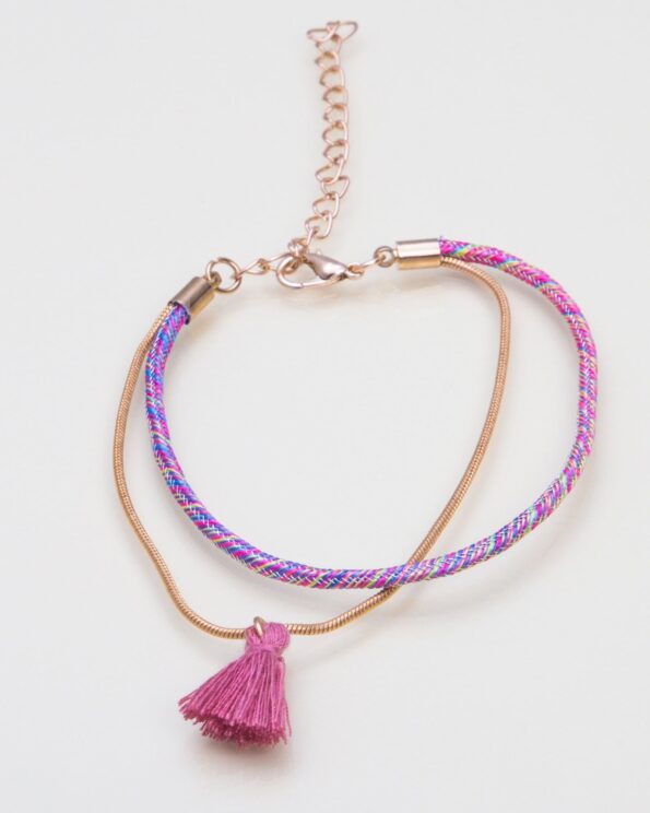 پابند زنانه کشی آویز دار - صورتی - پابند آویزدار