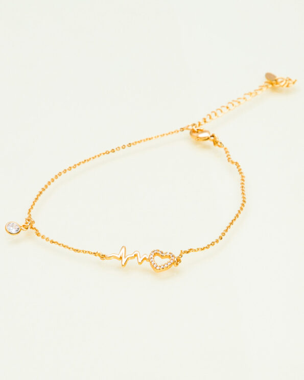 پابند طلایی طرح قلب - طلایی - پابند نگین دار