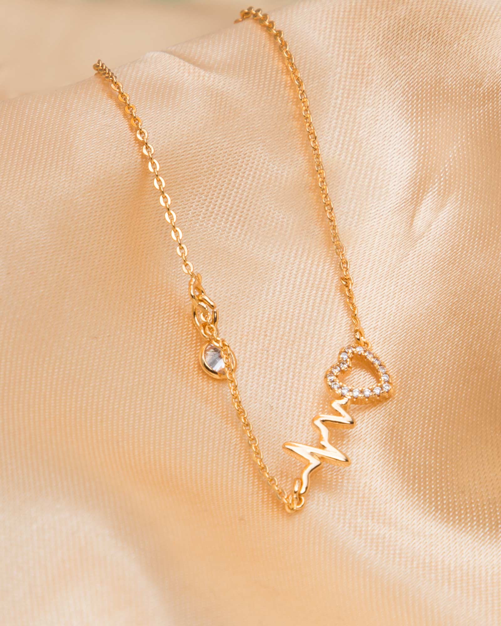 پابند طلایی طرح قلب - طلایی - پلاک طرح قلب