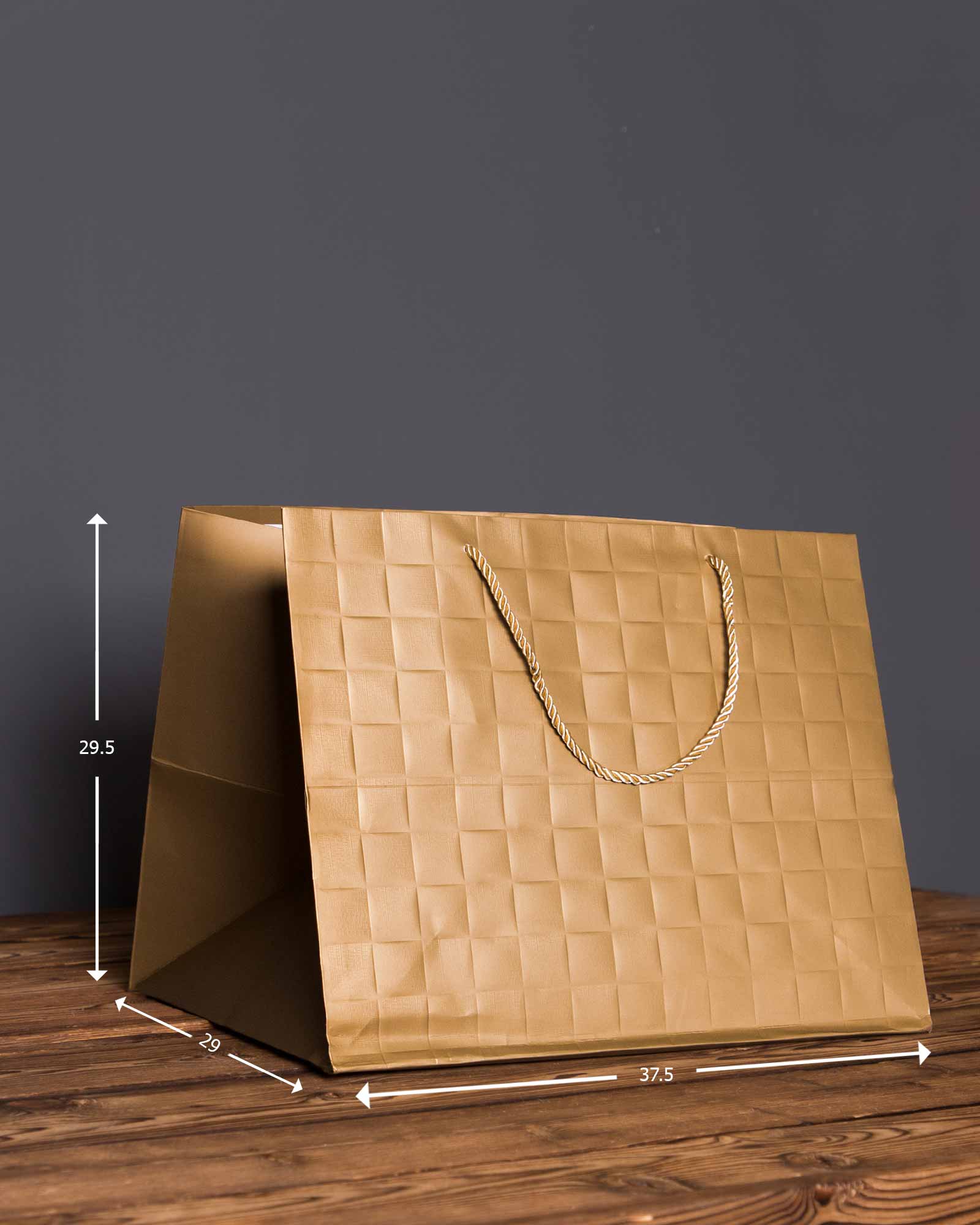 پاکت هدیه دسته دار بزرگ - کرمی - ابعاد