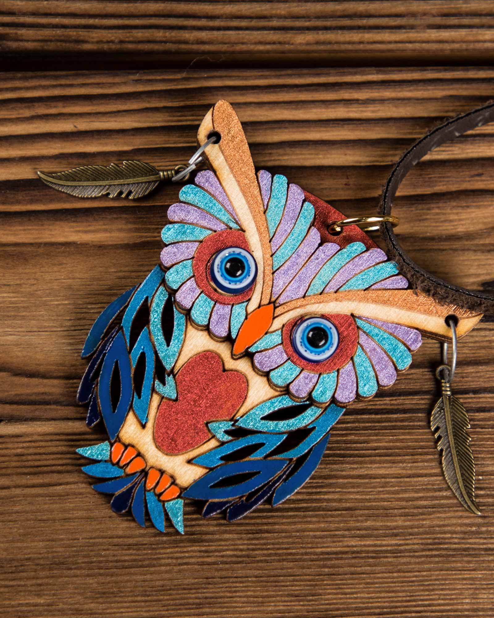 گردنبند طرح جغد فانتزی - قهوه ای - آویز طرح جغد