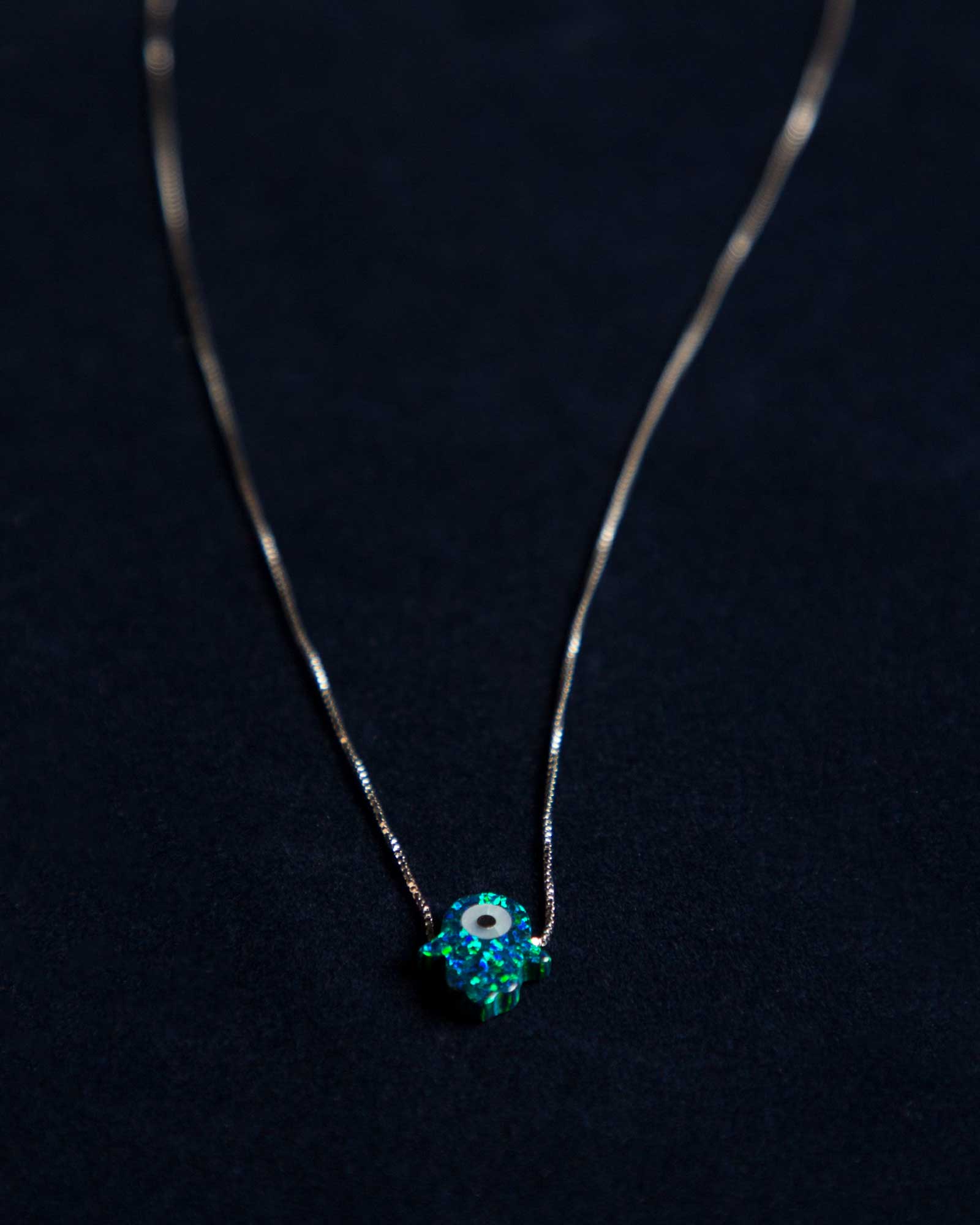 گردنبند طرح چشم نظر - سبزآبی - رو به رو