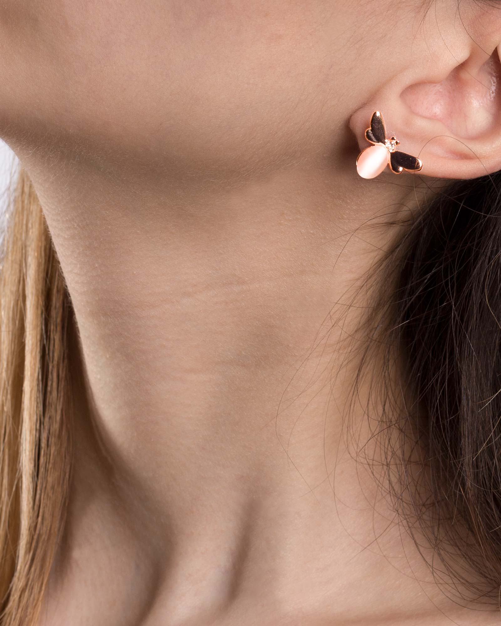 گوشواره دخترانه طرح زنبور - هلویی سیر - گوشواره دخترانه