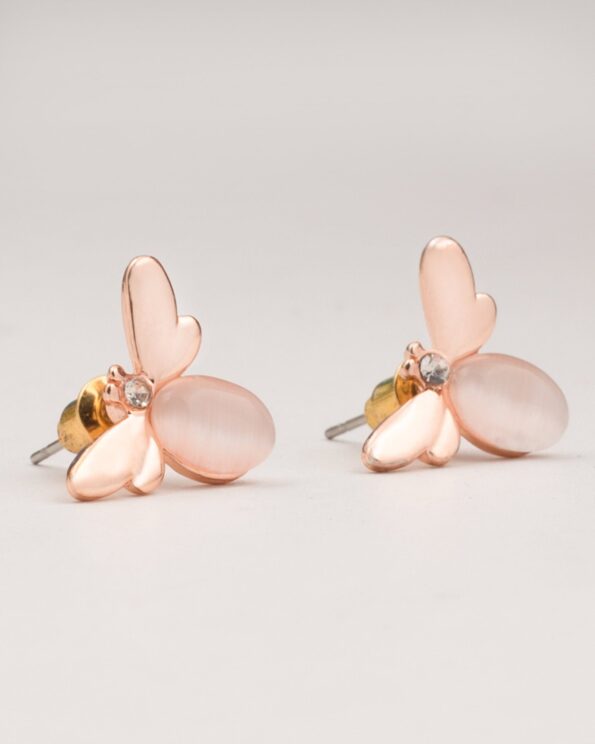 گوشواره دخترانه طرح زنبور - هلویی سیر - گوشواره زنانه