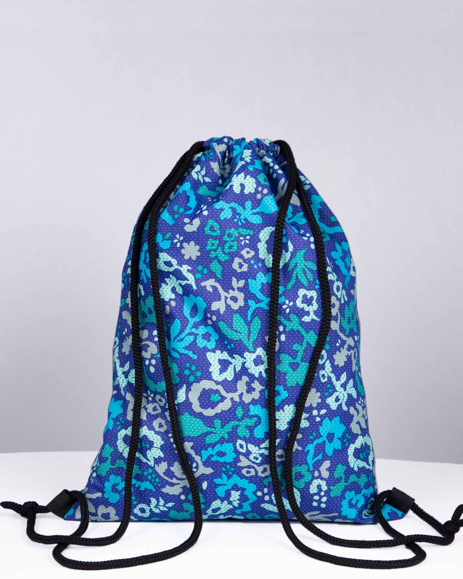 کوله ورزشی گلدار مدل آدیداس - آبی بنفش تیره - پشت