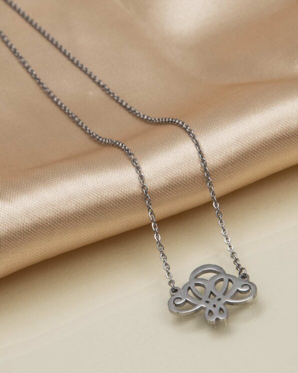 گردنبند زنانه طرح گل اسلیمی - نقره ای - گردنبند دخترانه