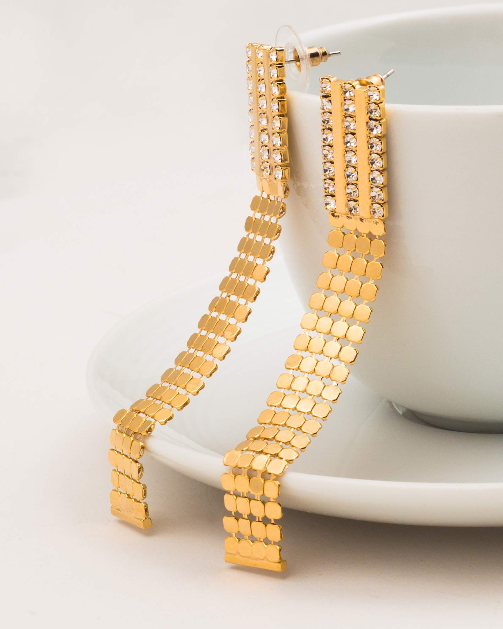 گوشواره زنانه طرح حصیر - طلایی - گوشواره دخترانه