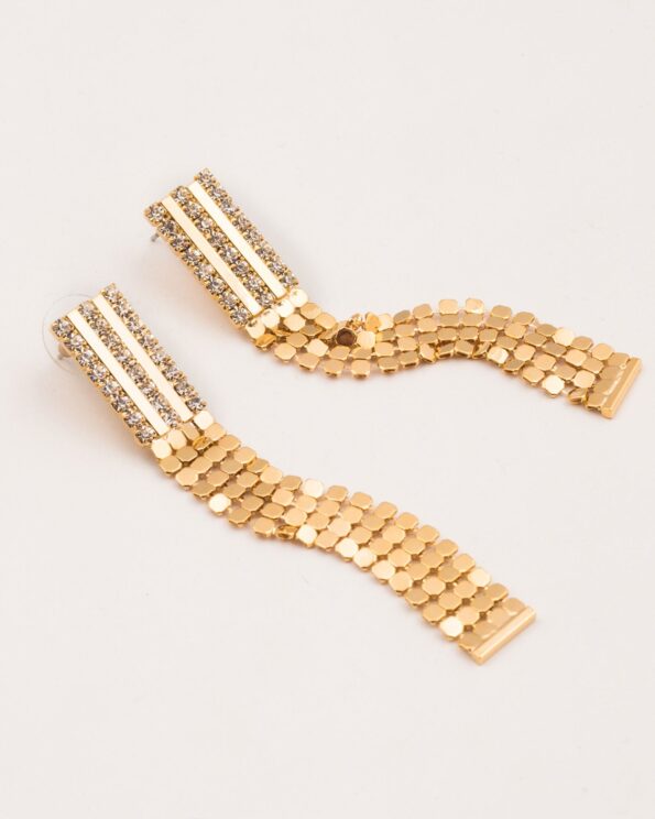 گوشواره زنانه طرح حصیر - طلایی - گوشواره زنانه