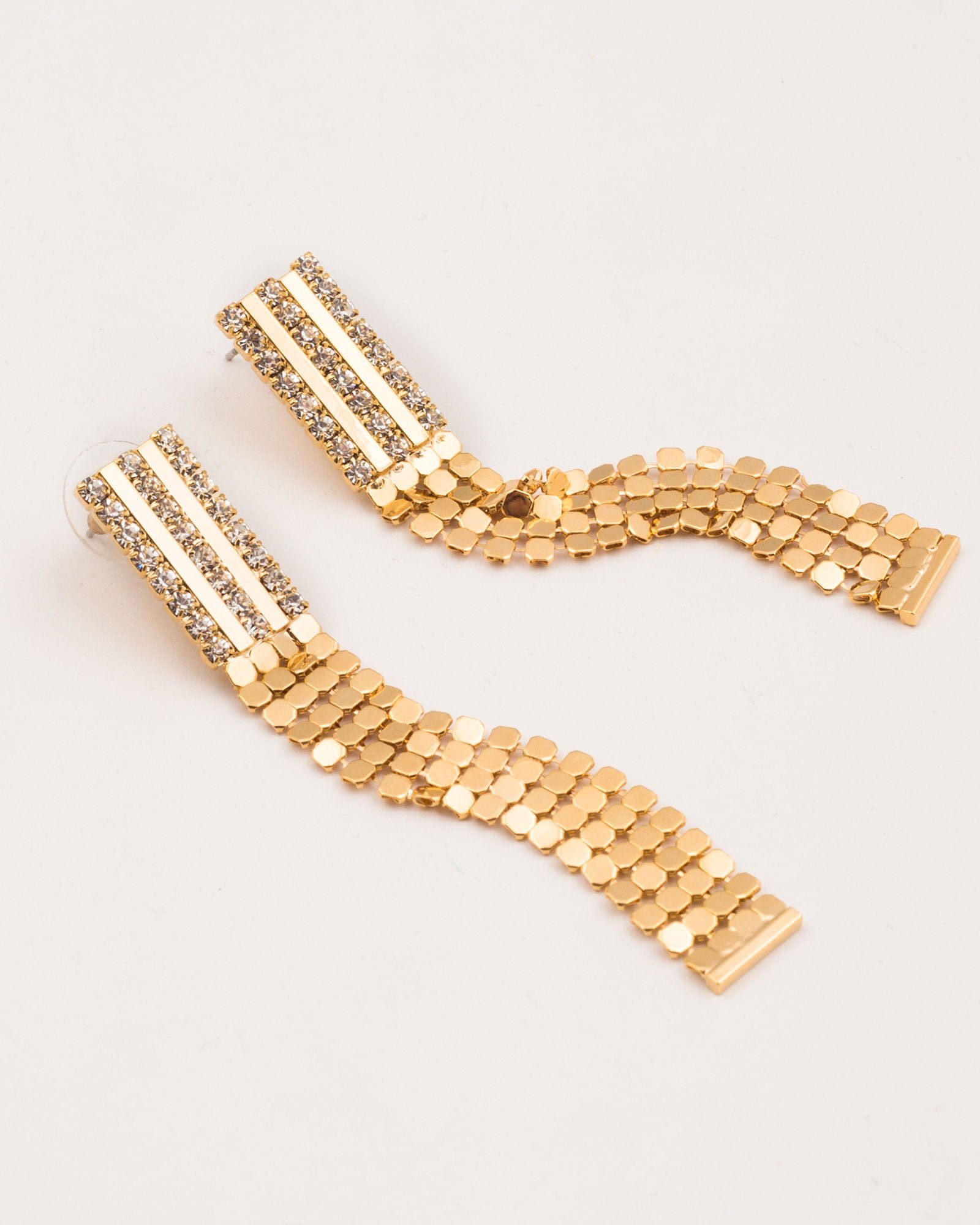 گوشواره زنانه طرح حصیر - طلایی - گوشواره زنانه