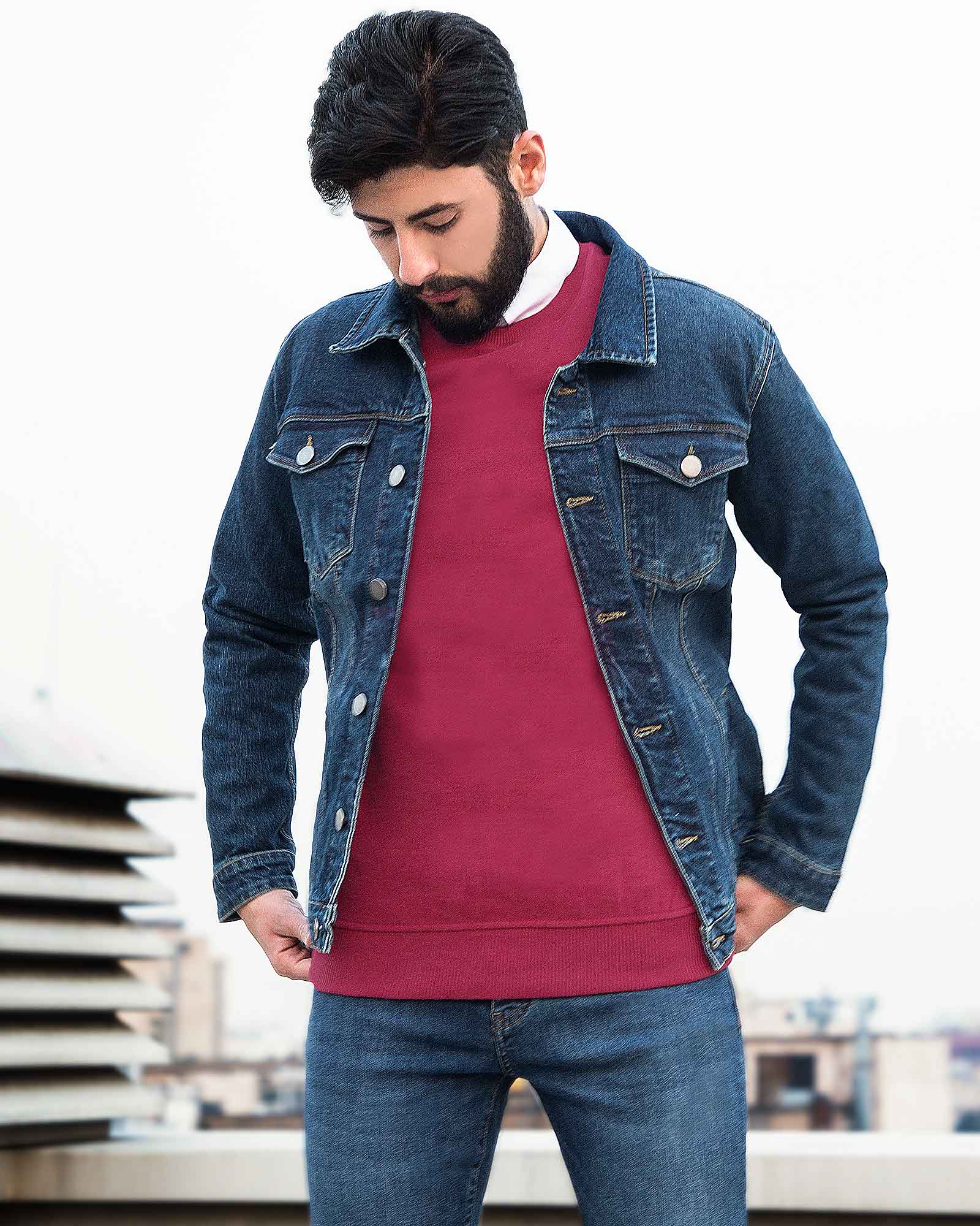 کت جین مردانه اسپرت ساده-آبی-محیطی مردانه