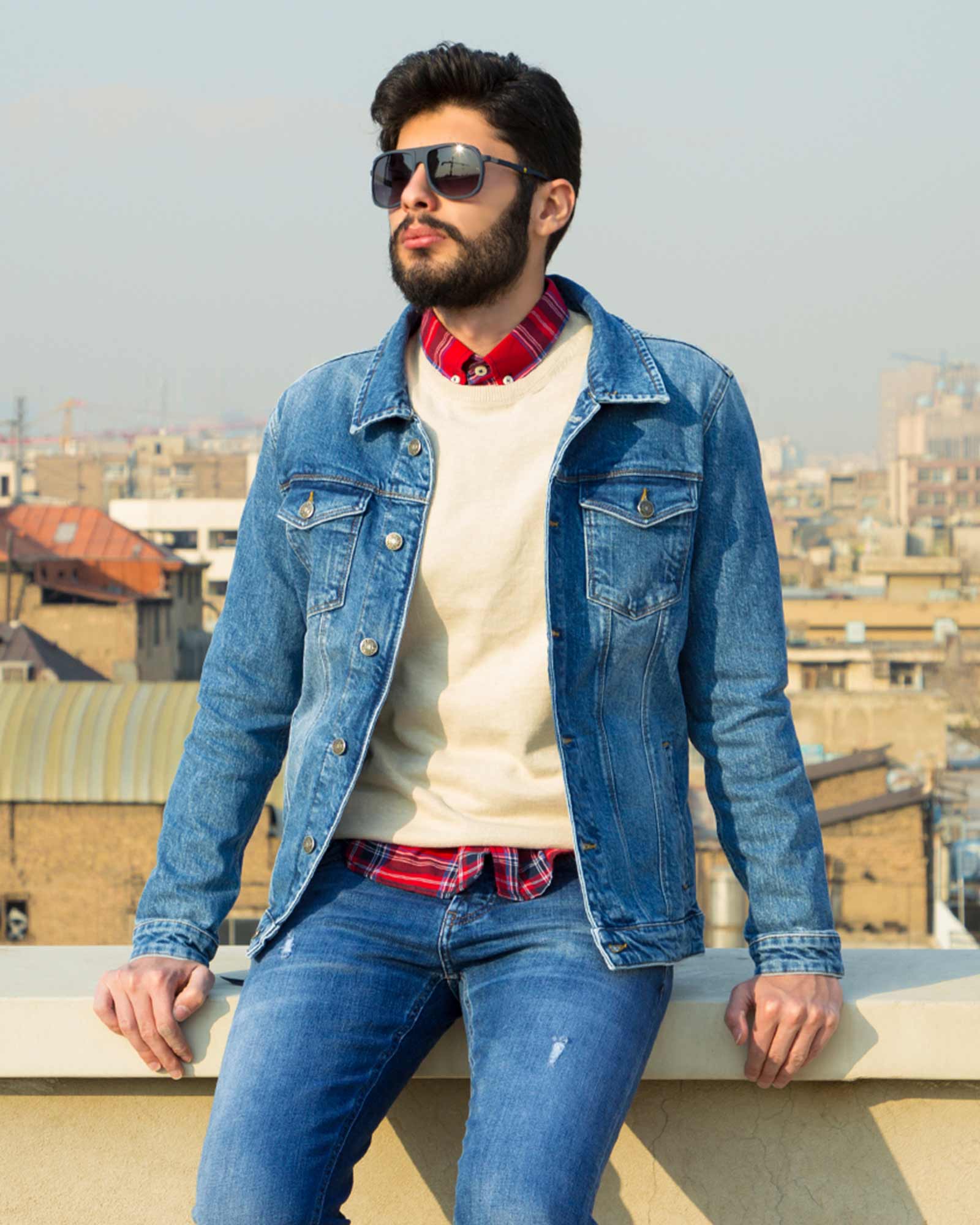 کت جین مردانه آستین بلند- آبی- محیطی مردانه