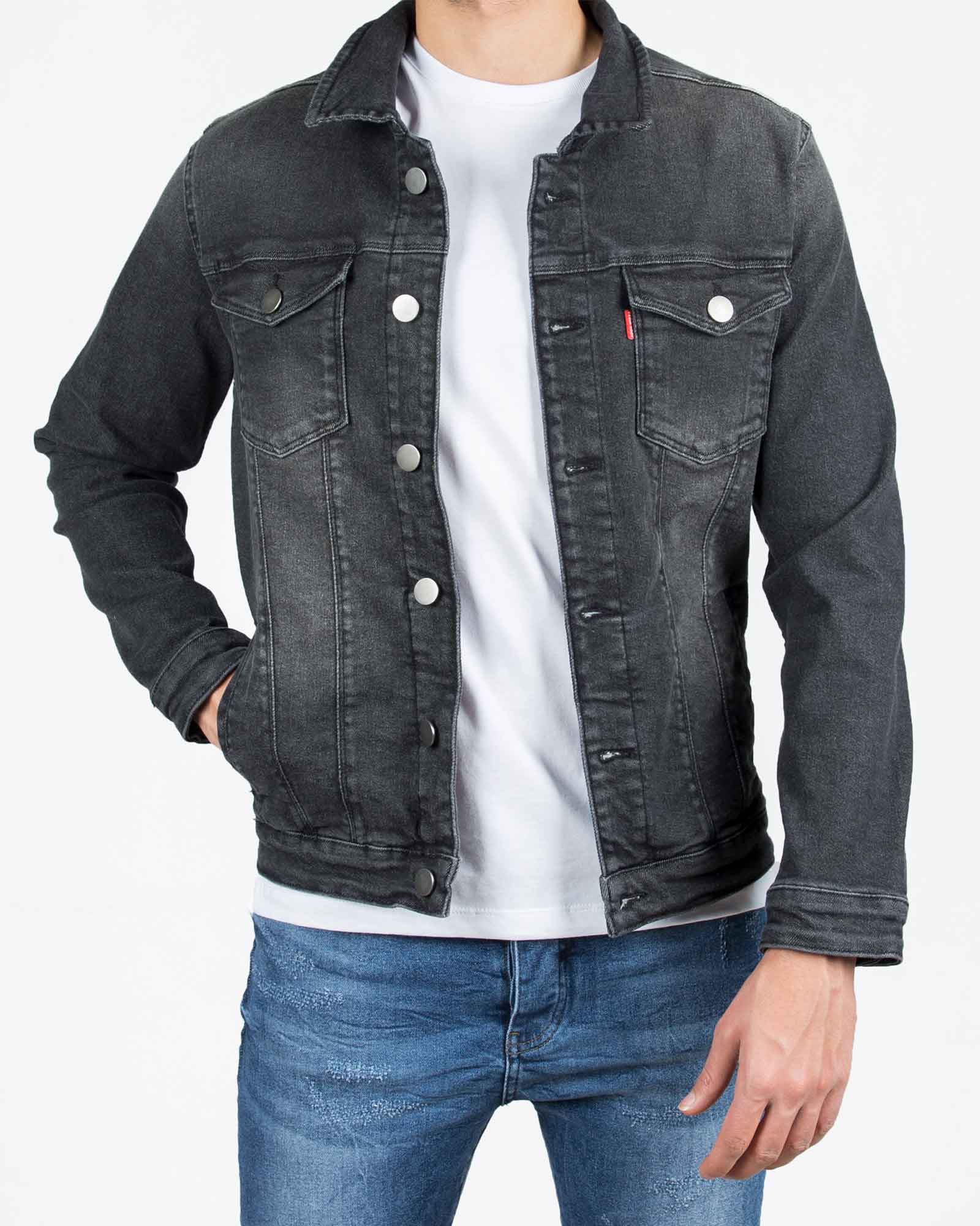 کت جین مردانه اسپرت ساده - مشکی - رو به رو