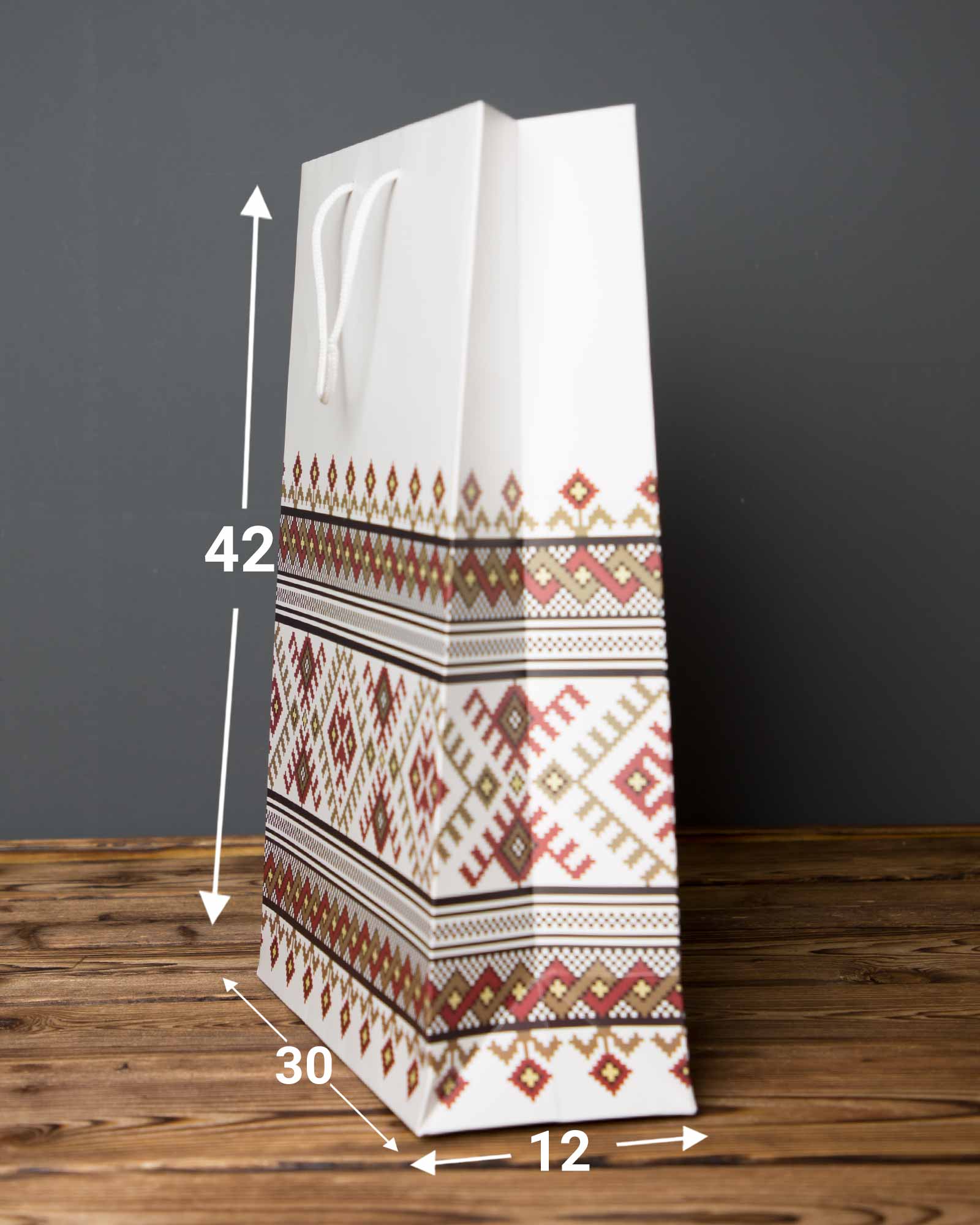 پاکت کادویی طرح گلیم - سفید - ابعاد