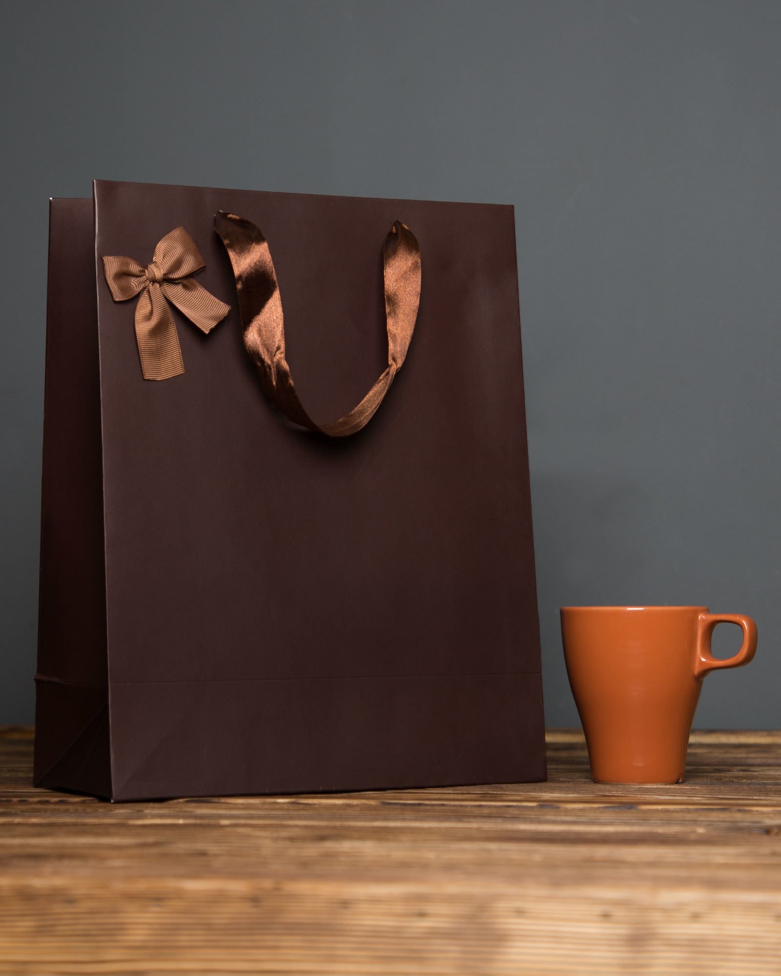 پاکت کادویی پاپیون‌دار قهوه‌ای - قهوه ای - سایز بزرگ