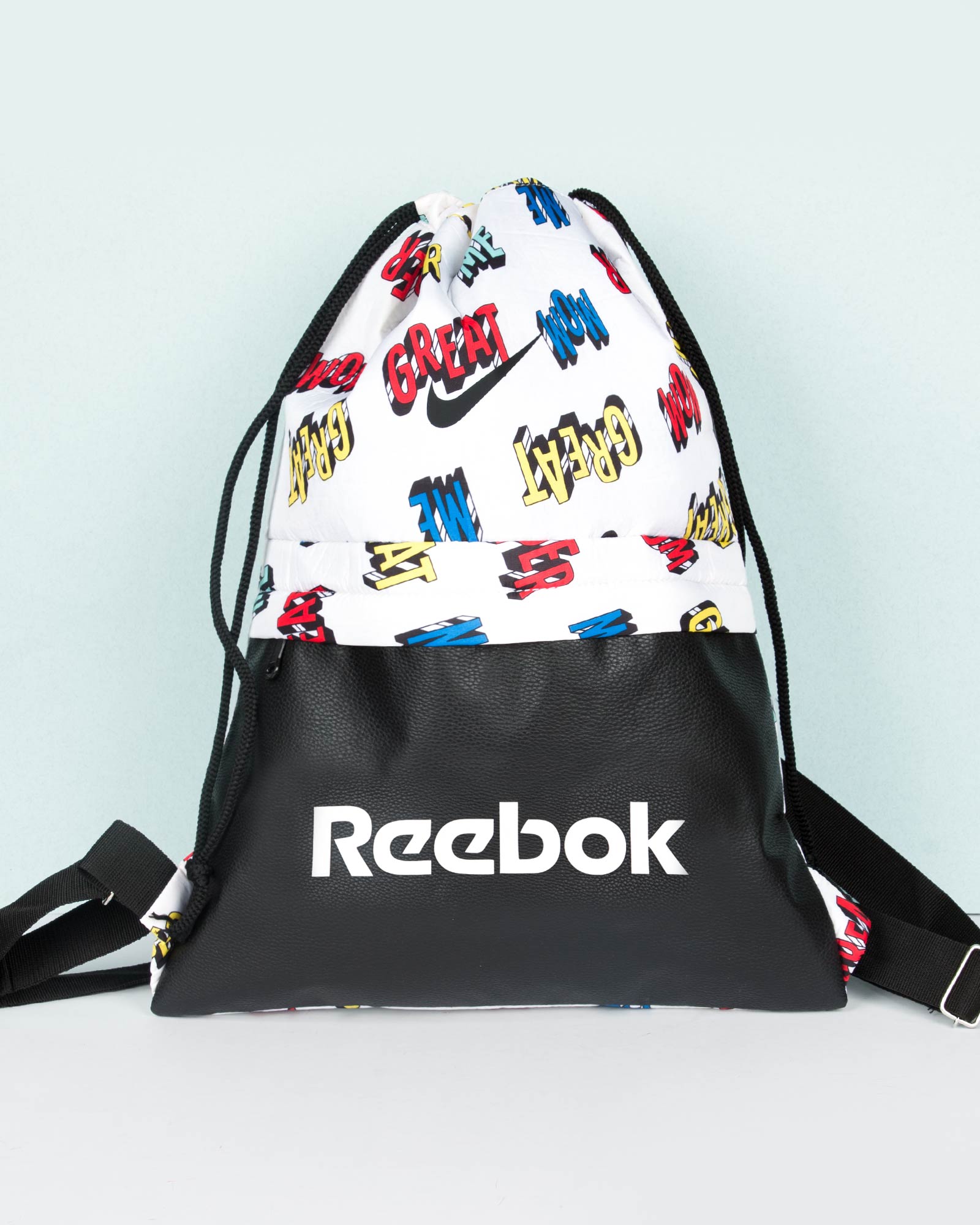 کوله ورزشی طرح نوشته ریباک - سفید - نیمه چرم (مصنوعی)