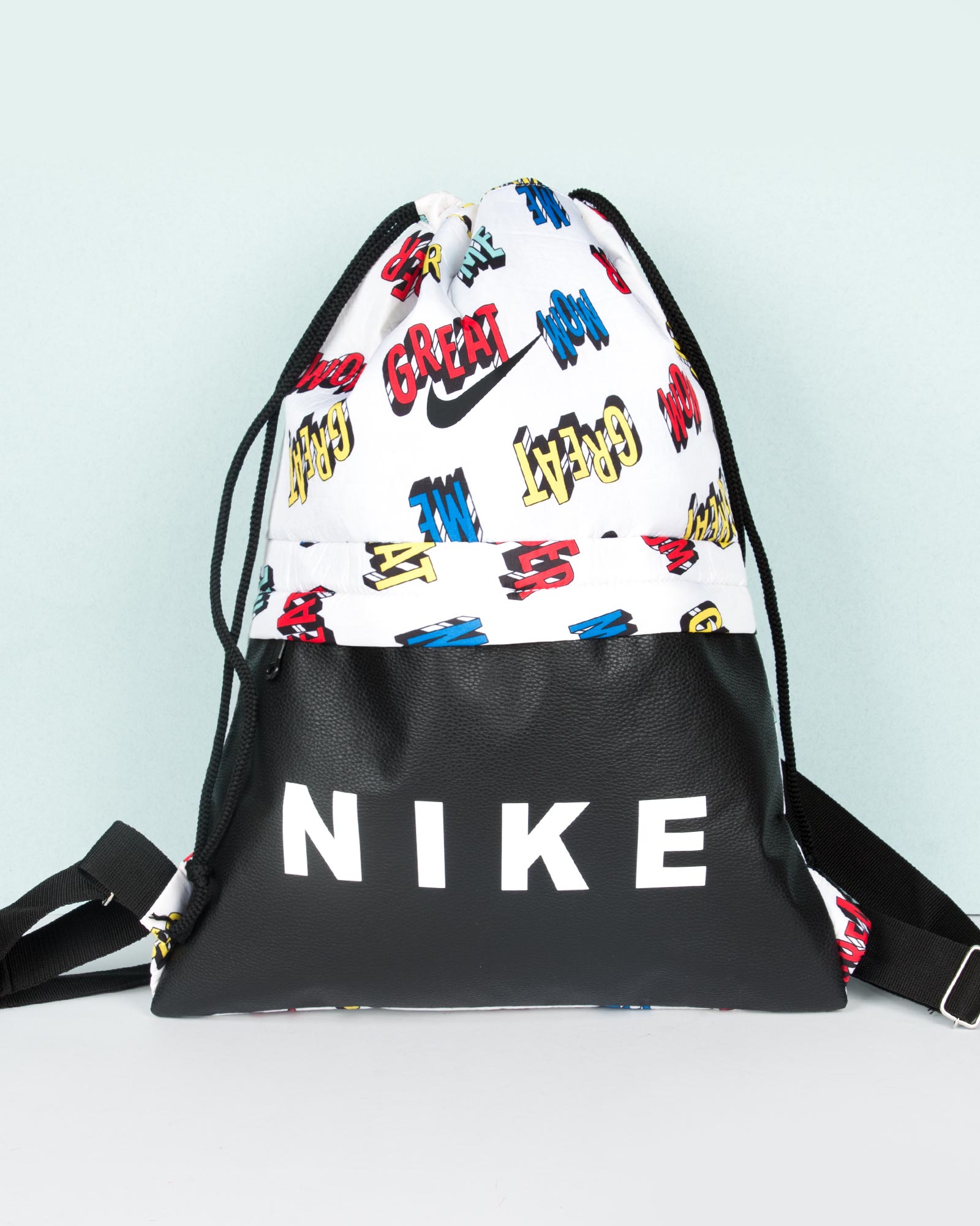 کوله ورزشی طرح نوشته نایک - سفید - نیمه چرم (مصنوعی)