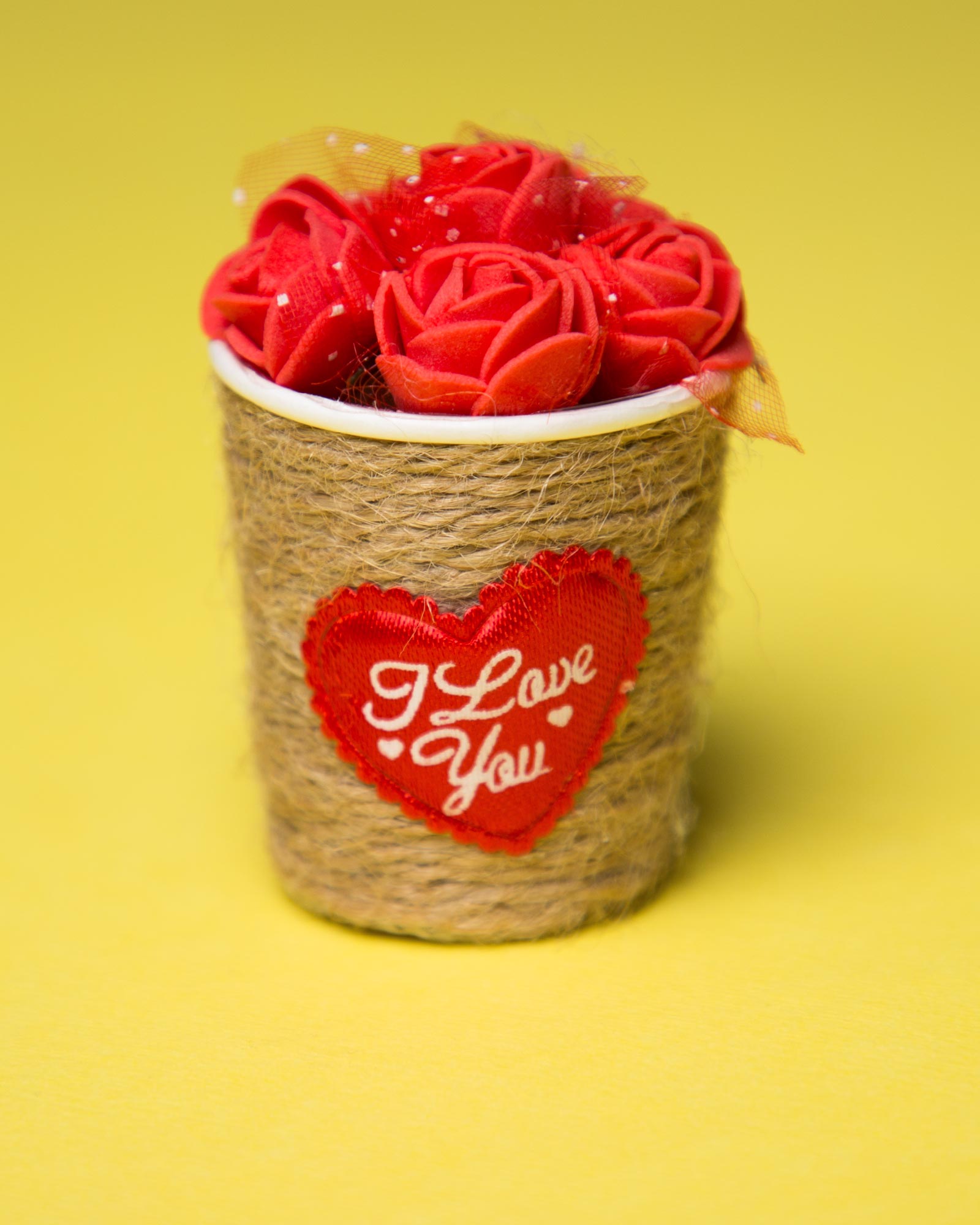 گیفت سبد گل رز - قرمز - شش غنچه گل