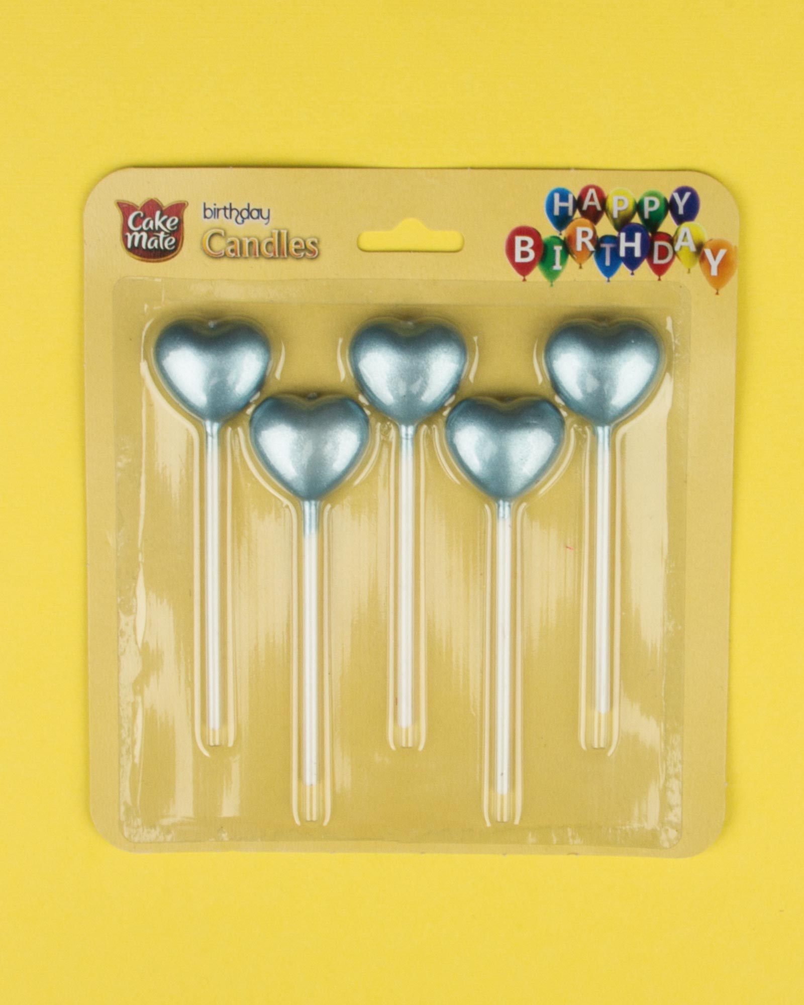 شمع قلبی 5 تایی - آبی آسمانی