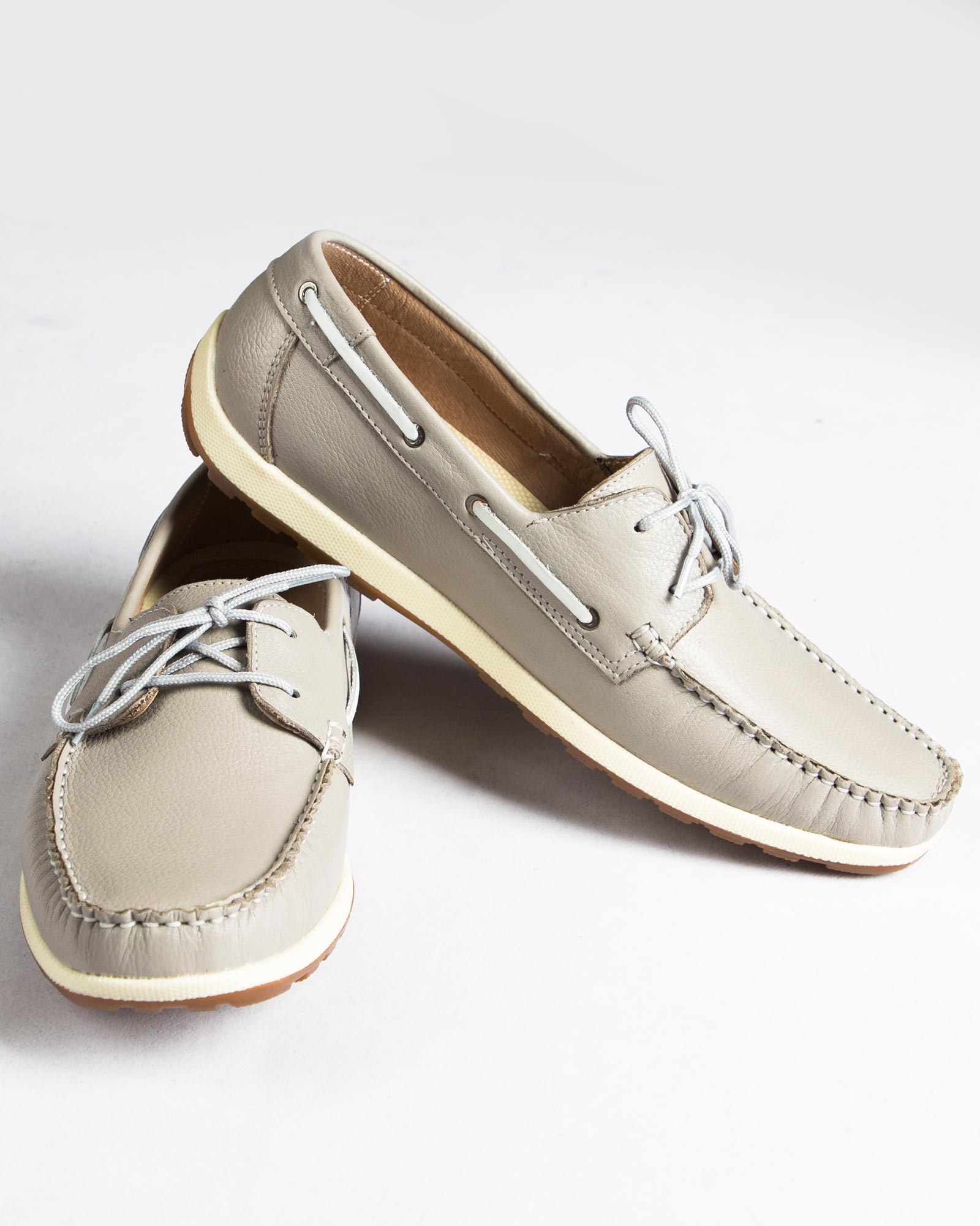 کفش کالج بندی چرم مردانه طوسی- جفت